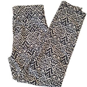 Orange Fashion Village Women Tailored Fit Trouser Pants Abstract Print Navy Whit